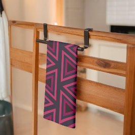 ピンクの三角形パターン キッチンタオル