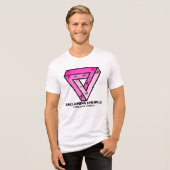 ピンクの三角標識でストーリーを再定義する トライブレンドTシャツ (正面全面)