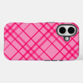 ピンクの上にピンクの格子模様のデザイン Case-Mate iPhoneケース (裏面 (横))