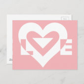 ピンクの上に白いラブ ポストカード (正面/裏面)