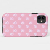 ピンクの上のトレンディでかわいい白いパウ Case-Mate iPhoneケース (裏面(横))