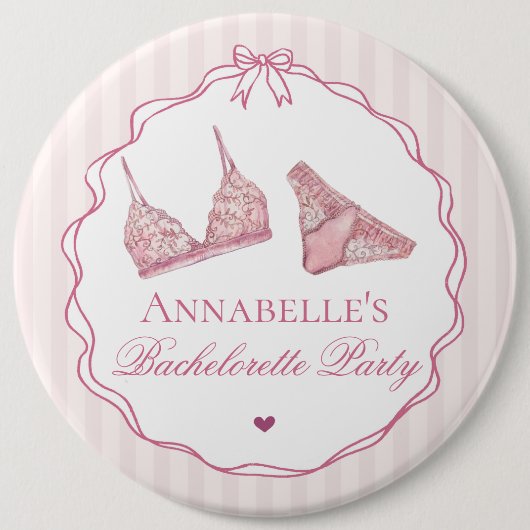 ピンクの下着シャワー ブライズメイドパーティーの景品 缶バッジ (正面)