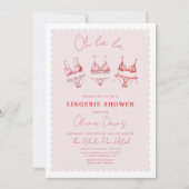 ピンクの下着 フリル ブライズシャワー バチェロレッテ 招待状 (正面)