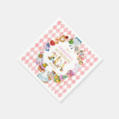 ピンクの不思議の国のアリス 3歳の誕生日   スタンダードカクテルナプキン (角)