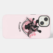 ピンクの不気味な目 可愛い+ゴス+ネーム iPhoneケース (裏面横)