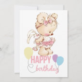 ピンクの世界と魔法羽、女の子のための誕生日 招待状 (裏面)