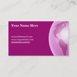 ピンクの世界の地球、ここのあなたの名前、name@hotmail...。 名刺
