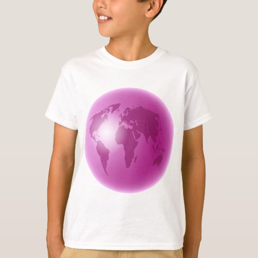 ピンクの世界の地球 Tシャツ (正面)