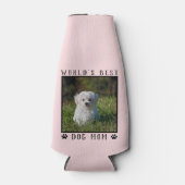 ピンクの世界の犬の最高の母の手がペットの写真をプリント ボトルクーラー (正面)