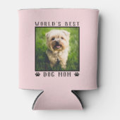 ピンクの世界の犬の最高の母の手がペットの写真をプリント 缶クーラー (正面)