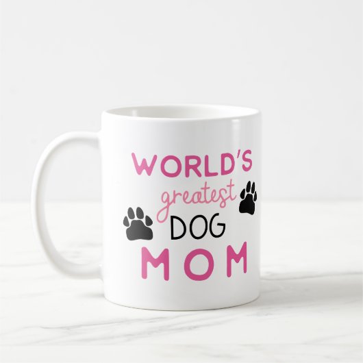 ピンクの世界一の犬の母親と写真 コーヒーマグカップ (左)