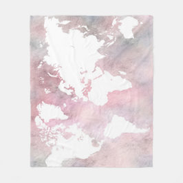 ピンクの世界地図デザイン66 フリースブランケット