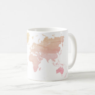 ピンクの世界地図  コーヒーマグカップ