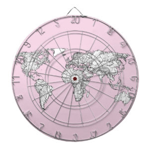 ピンクの世界地図 ダーツボード