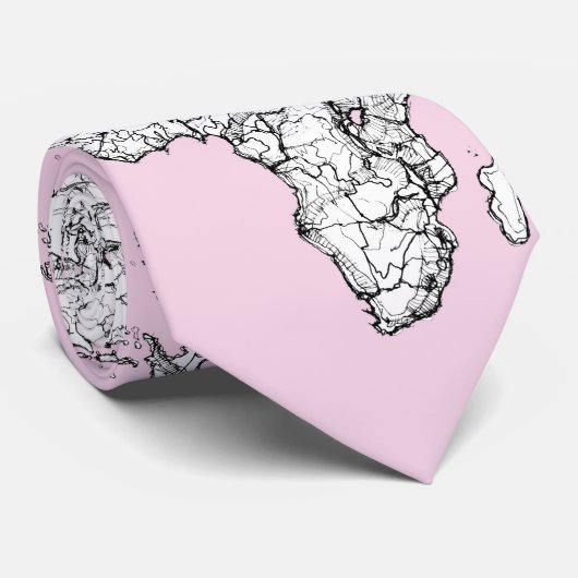 ピンクの世界地図 ネクタイ (ロール)
