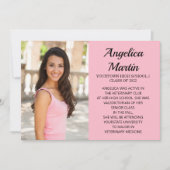 ピンクの両面の卒業式3写真のお知らせ 案内状 (正面)