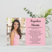 ピンクの両面の卒業式3写真のお知らせ 案内状 (スタンド正面)