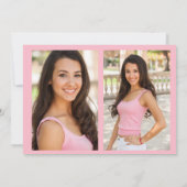 ピンクの両面の卒業式3写真のお知らせ 案内状 (裏面)