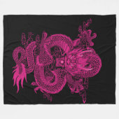 ピンクの中国のな皇帝のドラゴン フリースブランケット (正面(横))