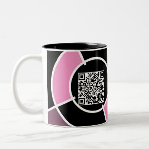 ピンクの中心点QRコード ツートーンマグカップ