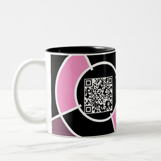 ピンクの中心点QRコード ツートーンマグカップ (左)