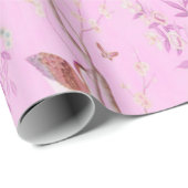 ピンクの中華感覚の中国の切り離 ラッピングペーパー (ロールコーナー)