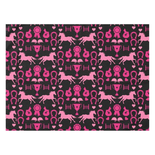 ピンクの乗馬 テーブルクロス (正面(横))