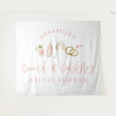 ピンクの乙女チックなシャンパン ブライダルシャワー タペストリー (正面(横))