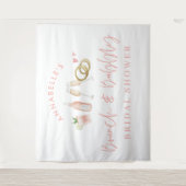 ピンクの乙女チックなシャンパン ブライダルシャワー タペストリー (正面)
