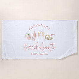 ピンクの乙女チックなモダンドリンク バチェロレッテウィークエンド ビーチタオル