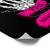 ピンクの乳がんおもしろい患者の骨格手 ポスター (角)