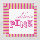 ピンクの乳がんイベント招待状のお祝い 招待状 (正面/裏面)