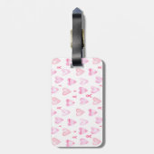 ピンクの乳がんハート ラゲッジタグ (裏面縦)