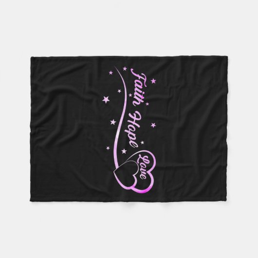 ピンクの乳がん信仰希望Love Breast Cancer A フリースブランケット (正面(横))