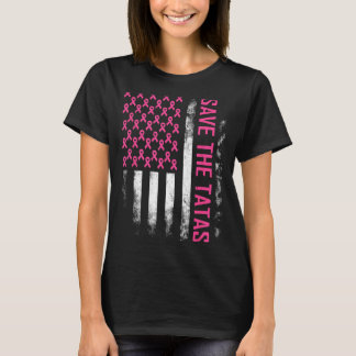 ピンクの乳がん啓発アメリカ国旗セーブ Tシャツ
