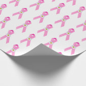 ピンクの乳がん生存者のリボンとデイジー ラッピングペーパー (角)