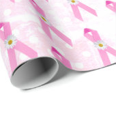 ピンクの乳がん生存者のリボンとデイジー ラッピングペーパー (ロールコーナー)