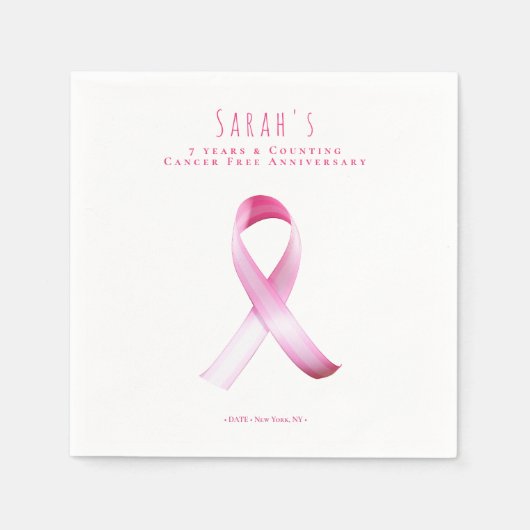 ピンクの乳がん生存者の資金調達者パーティー スタンダードカクテルナプキン (正面)