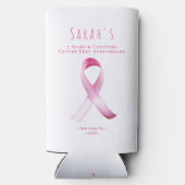 ピンクの乳がん生存者の資金調達者パーティー スリム缶クーラー (裏面)