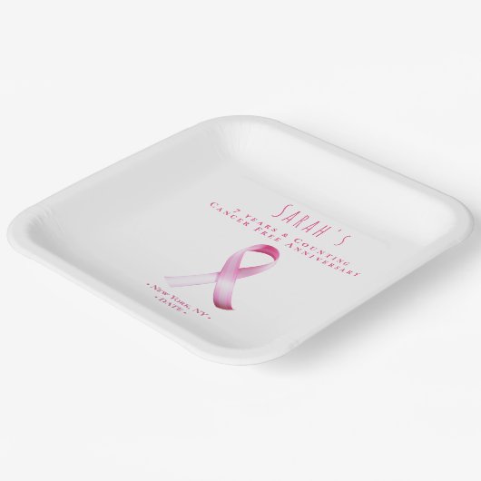 ピンクの乳がん生存者の資金調達者パーティー ペーパープレート (傾斜あり)