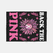 ピンクの乳がん認識度ひまわり フリースブランケット (正面(横))