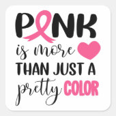 ピンクの乳がん認識度リボン スクエアシール (正面)