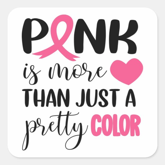 ピンクの乳がん認識度リボン スクエアシール (正面)