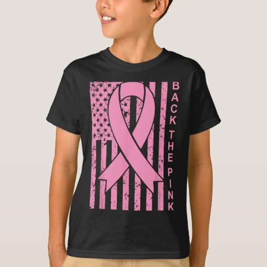 ピンクの乳がん認識度国旗の幼児 Tシャツ (正面)