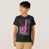 ピンクの乳がん認識度国旗の幼児 Tシャツ (正面フル)