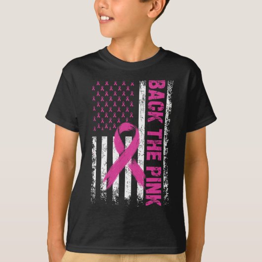 ピンクの乳がん認識度国旗の幼児 Tシャツ (正面)