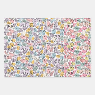 ピンクの乳房デザイン ラッピングペーパーシート