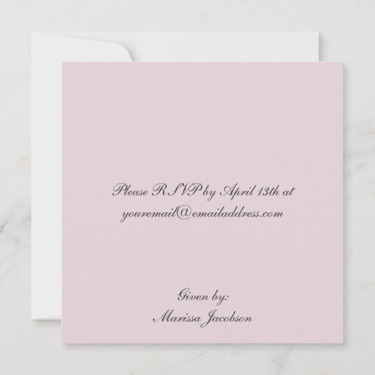 ピンクの乳母車のベビーシャワーの招待状 招待状 (裏面)