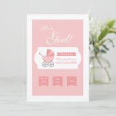 ピンクの乳母車の誕生の発表 案内状 (スタンド正面)