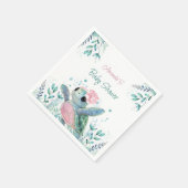 ピンクの亀かわいい女の子の赤ちゃんシャワー スタンダードカクテルナプキン (角)